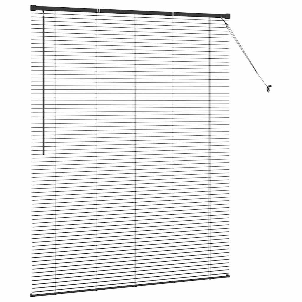 Venetian Blinds Height Adjustable Black 175 x 140 cm Aluminium