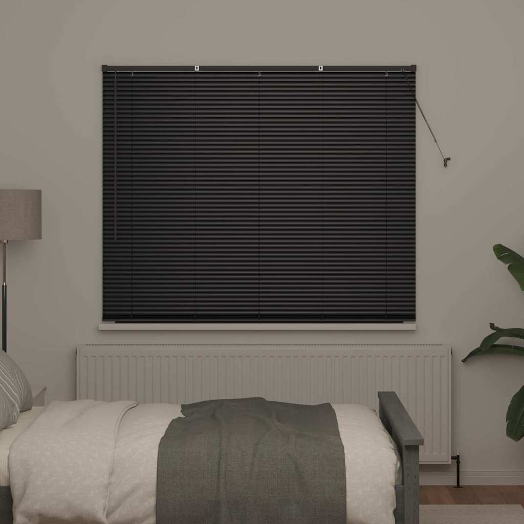 Venetian Blinds Height Adjustable Black 175 x 155 cm Aluminium