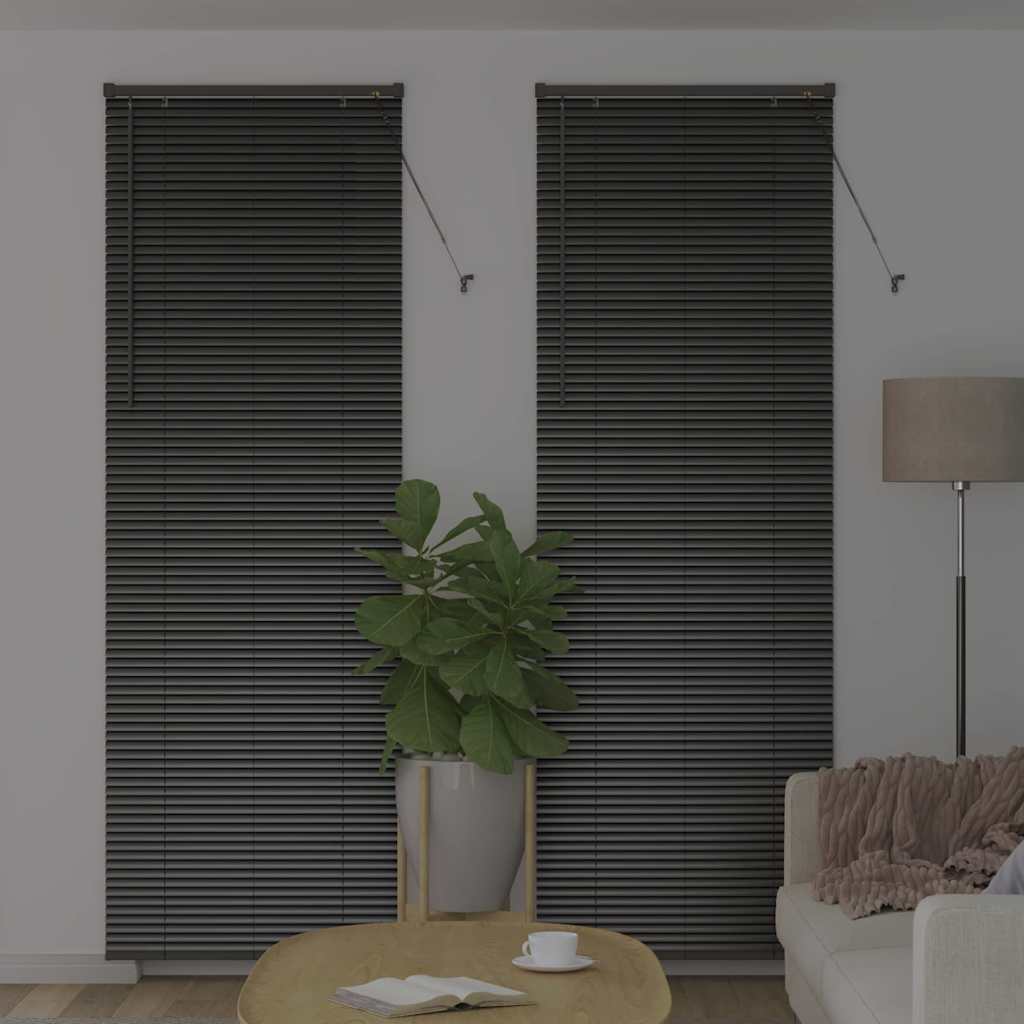 Venetian Blinds Height Adjustable Black 220 x 75 cm Aluminium