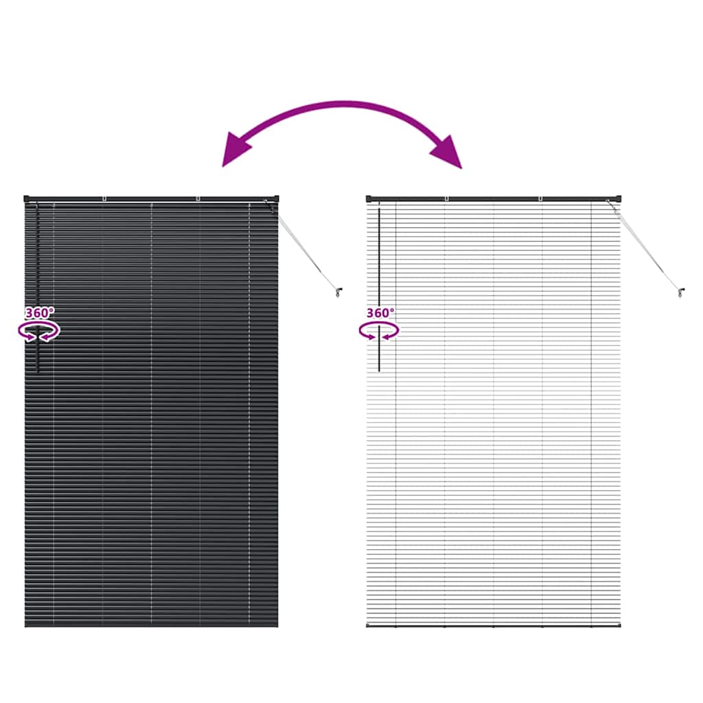 Venetian Blinds Height Adjustable Black 220 x 125 cm Aluminium
