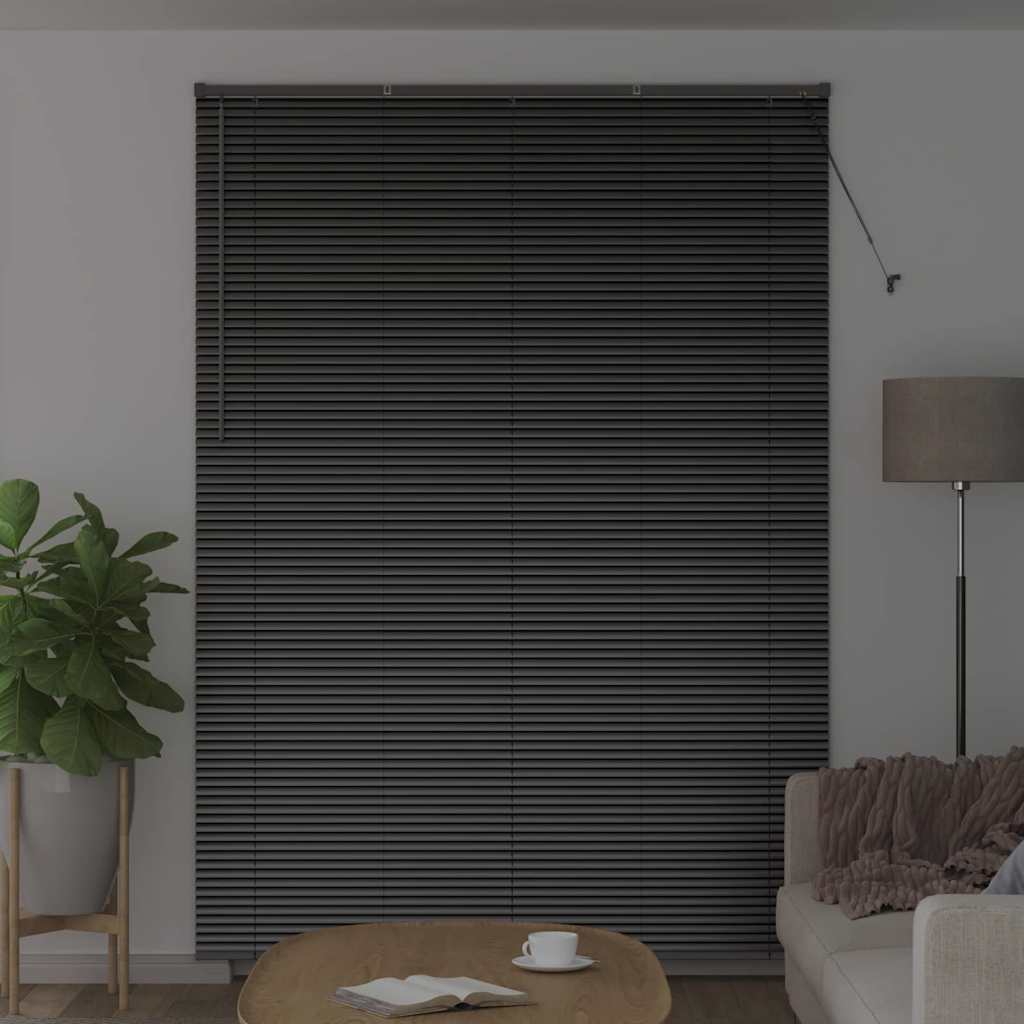 Venetian Blinds Height Adjustable Black 220 x 160 cm Aluminium