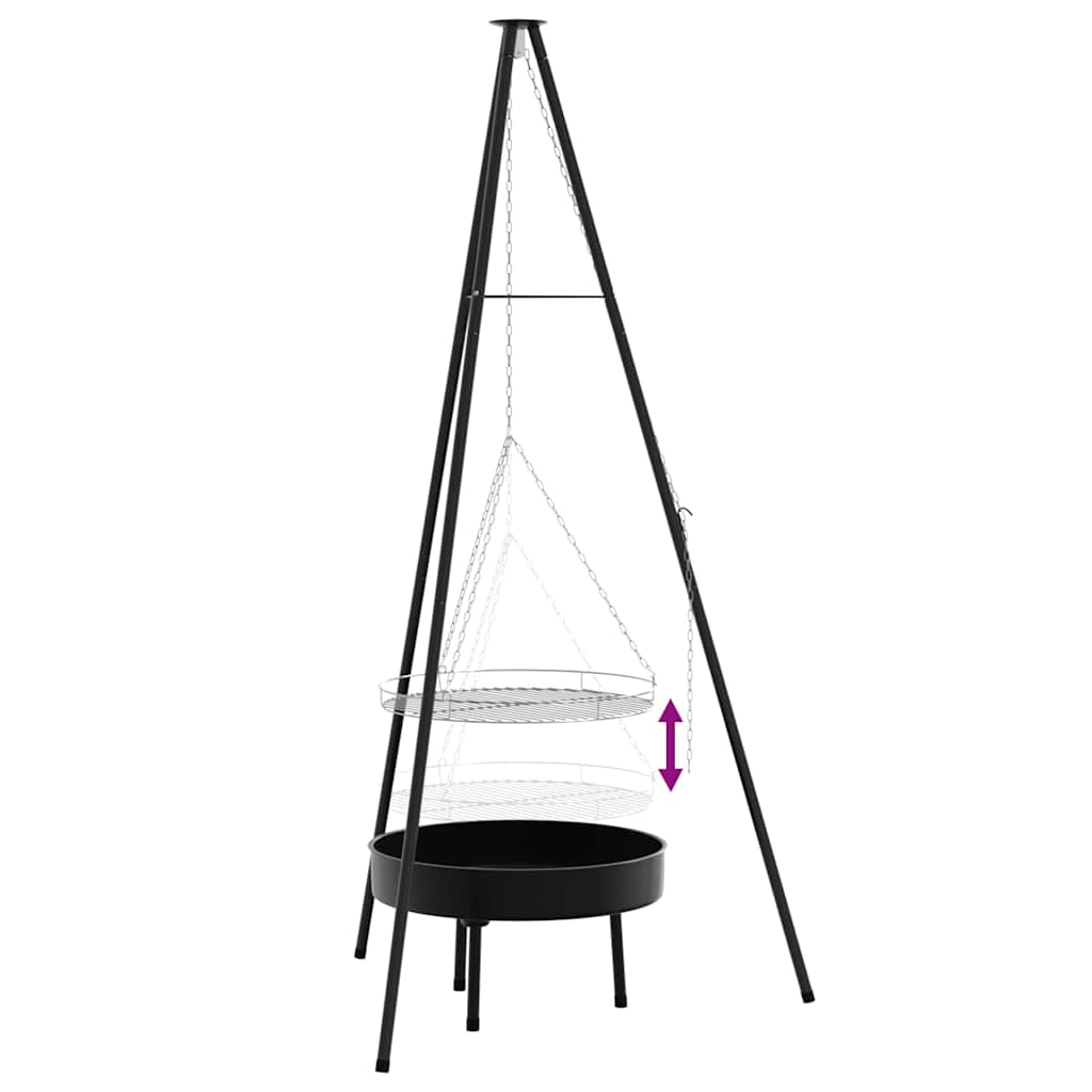 Campfire Tripod 3 pcs Black Steel