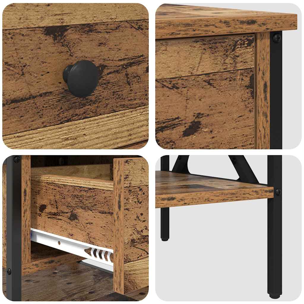 Bedside Cabinet with Drawer 2 pcs Old wood 40 x 42 x 45 cm
