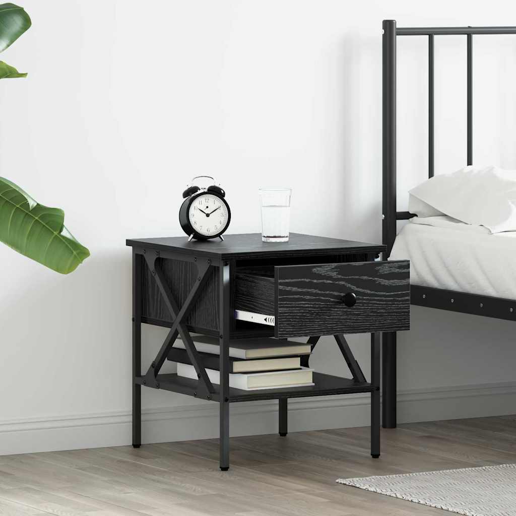 Bedside Cabinet with Drawer Black oak 40 x 42 x 45 cm