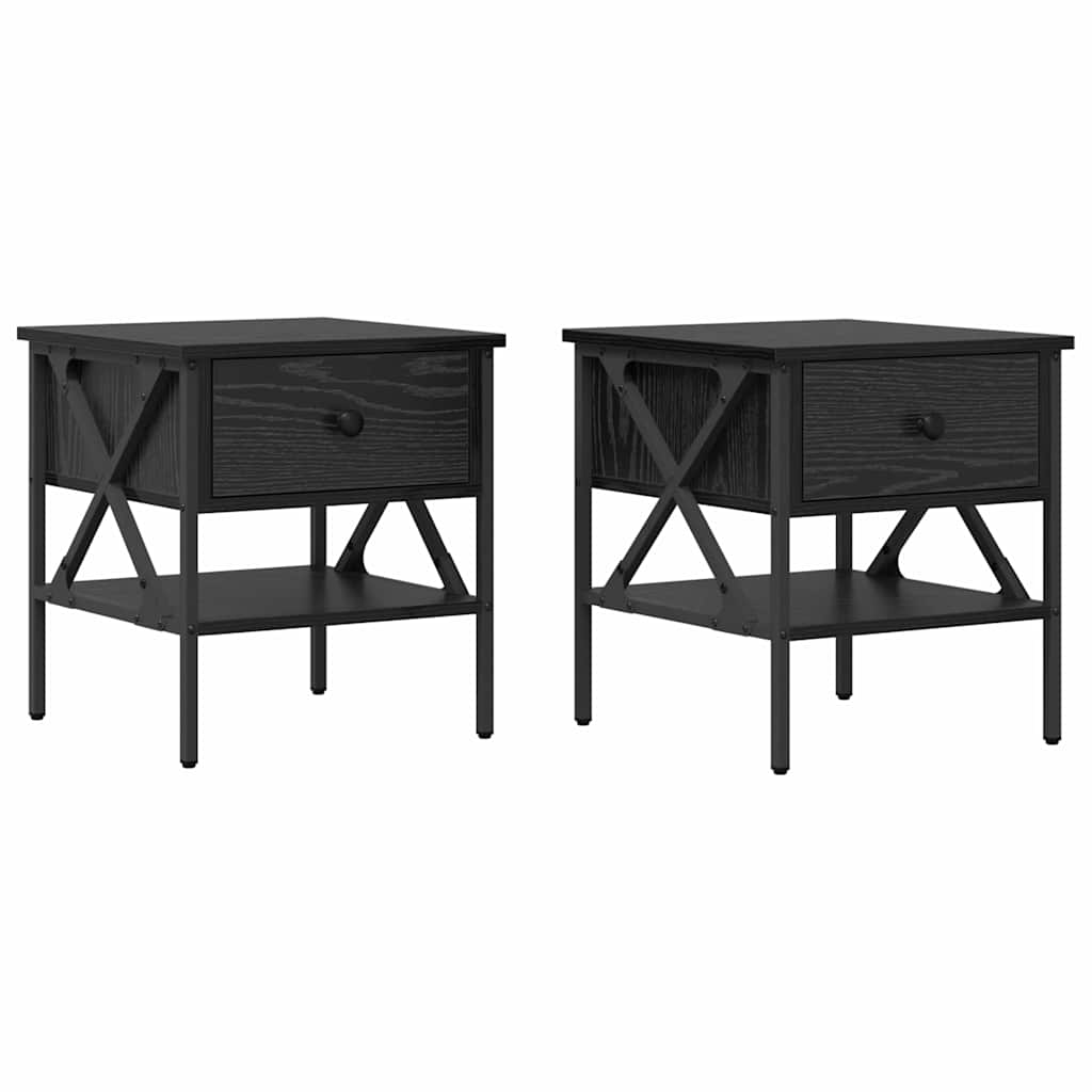 Bedside Cabinet with Drawer 2 pcs Black oak 40 x 42 x 45 cm