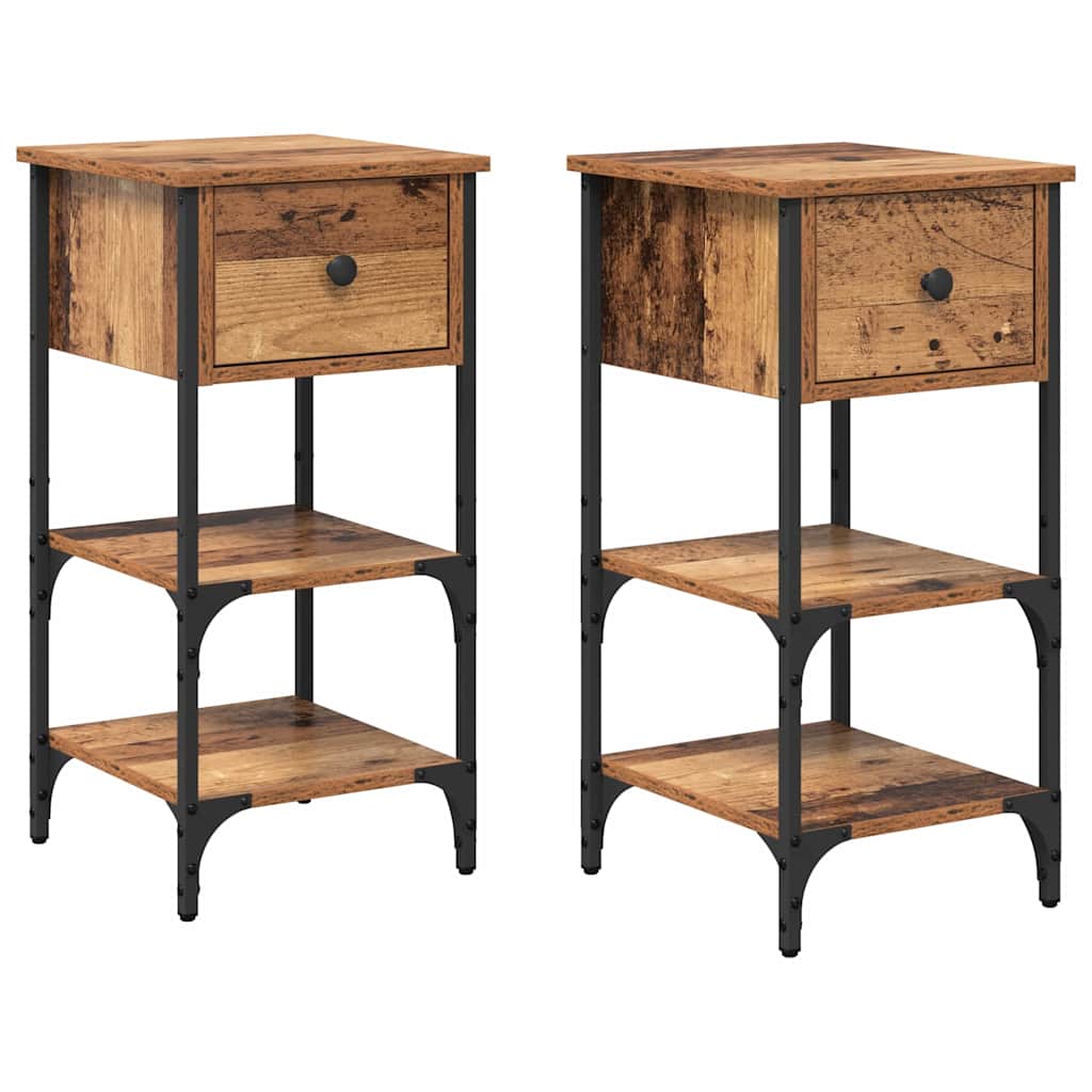 Bedside Cabinet 2 pcs Brown 33.5 x 36 x 70 cm Engineered Wood