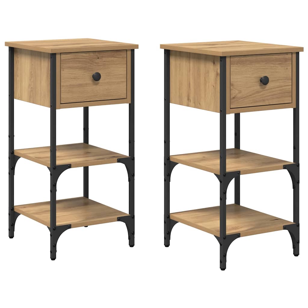 Bedside Cabinet 2 pcs Brown 33.5 x 36 x 70 cm Engineered Wood