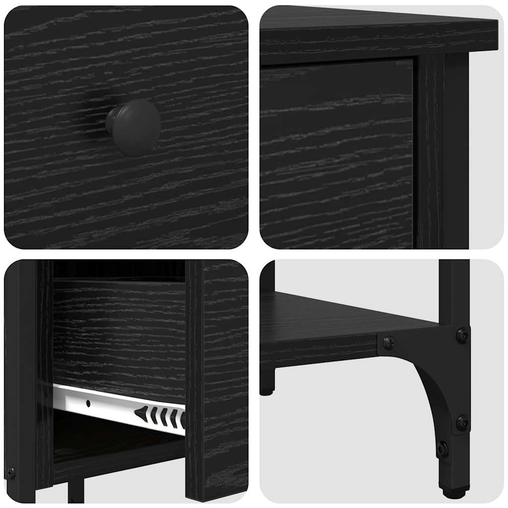 Bedside Cabinet Black Oak 33.5 x 36 x 70 cm Engineered Wood