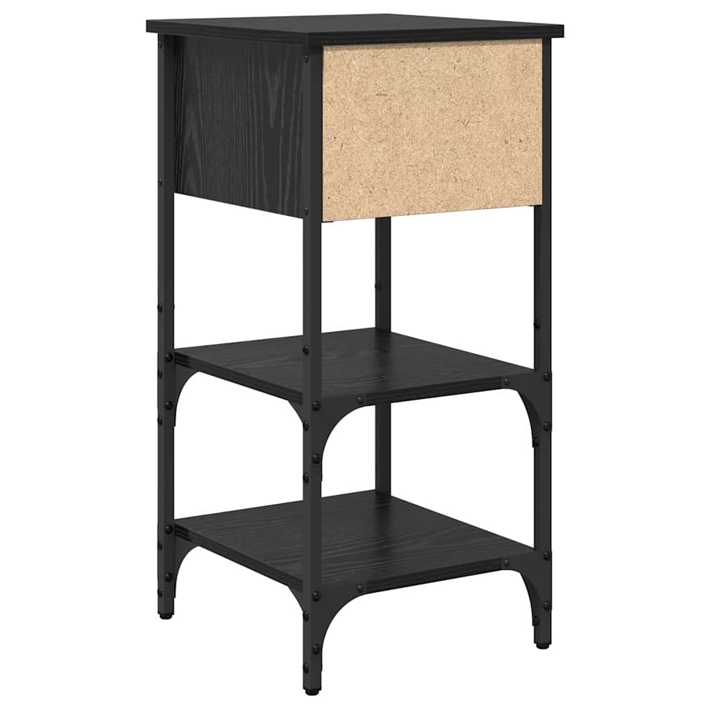 Bedside Cabinet with Drawer 2 pcs Black Oak 33.5 x 36 x 70 cm