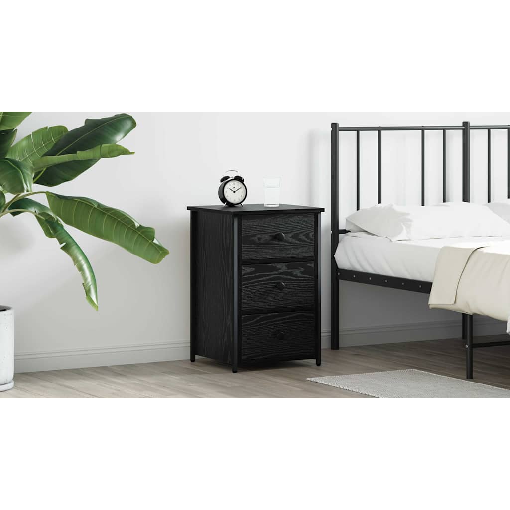 Bedside Cabinet Black Oak 40 x 36 x 60 cm Solid Reclaim Wood