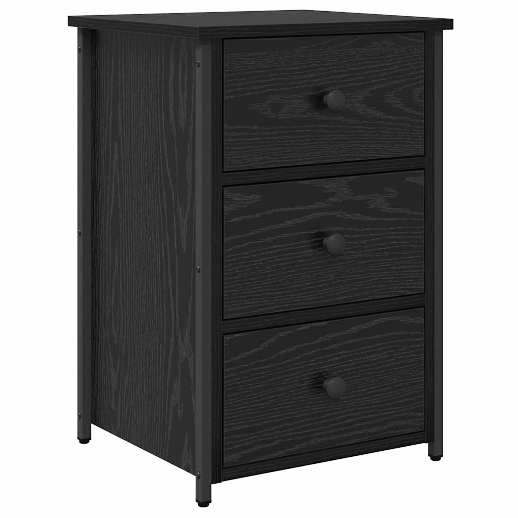 Bedside Cabinet with Drawer 2 pcs Black Oak 40 x 36 x 60 cm