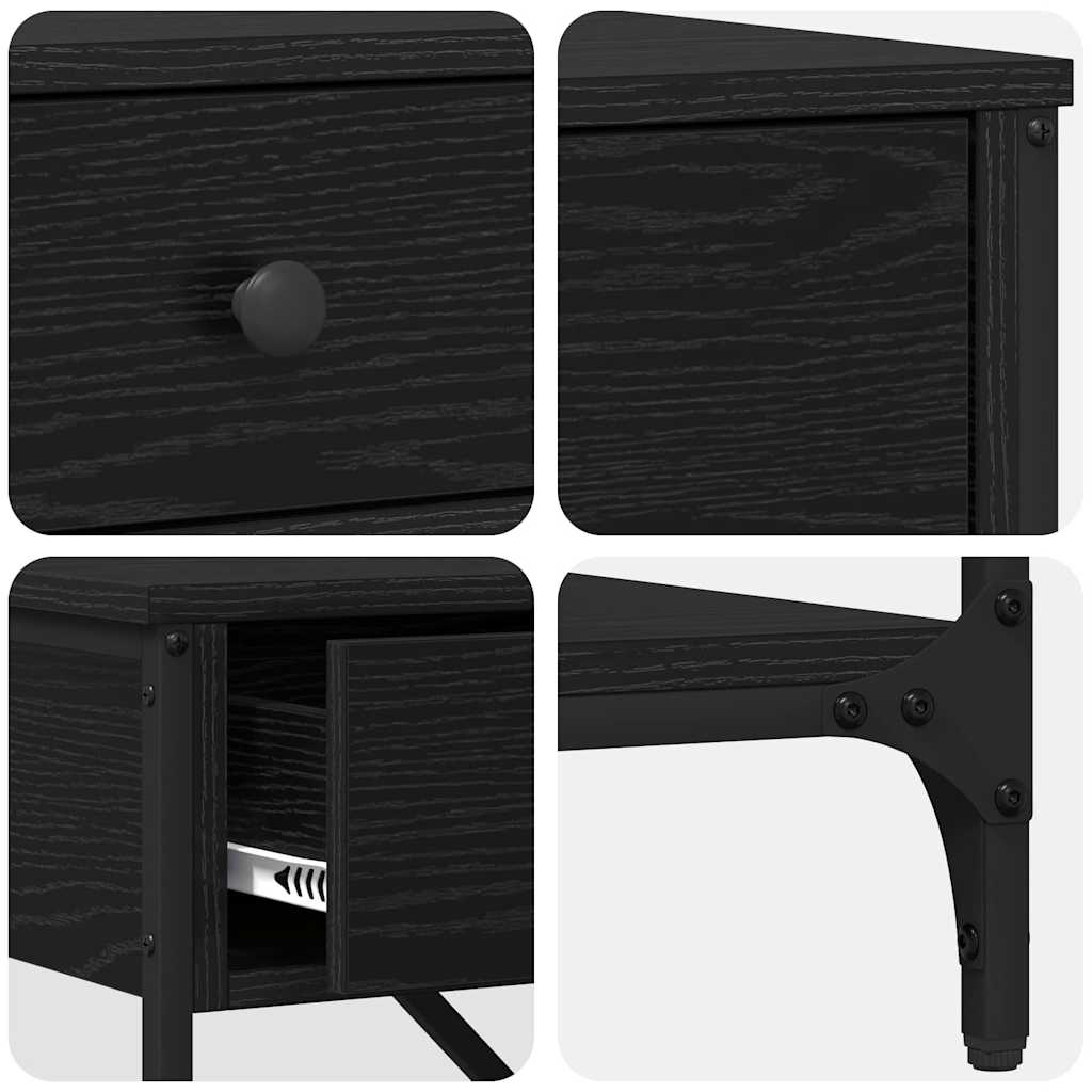 Console Table with Drawer Black Oak 100 x 34.5 x 75 cm Wood