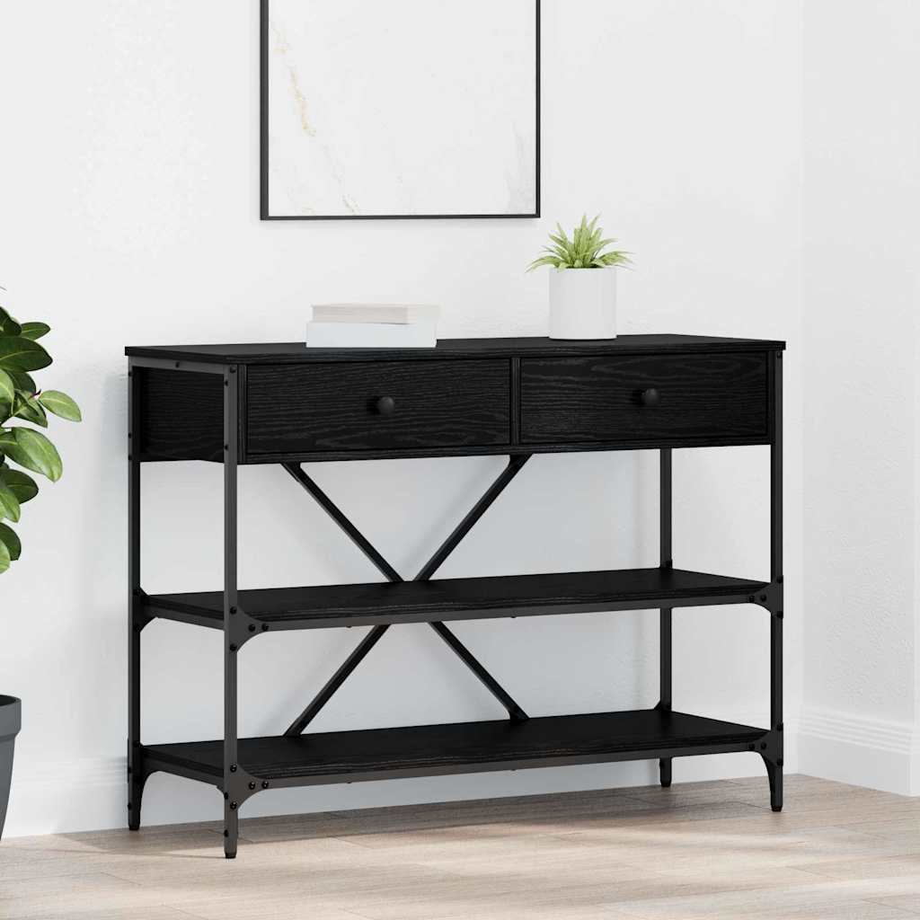 Console Table with Drawer Black Oak 100 x 34.5 x 75 cm Wood