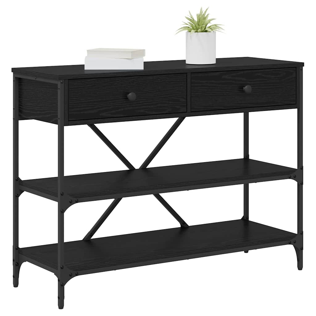 Console Table with Drawer Black Oak 100 x 34.5 x 75 cm Wood