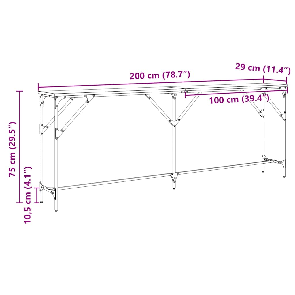 Console Table Artisan oak 200 x 29 x 75 cm