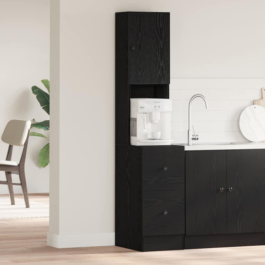Kitchen Sideboard with Drawer Black Oak 32 x 50 x 180 cm
