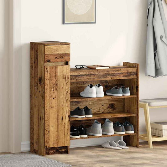 Shoe Cabinet 100.5 x 28 x 100 cm Engineered Wood Old Wood