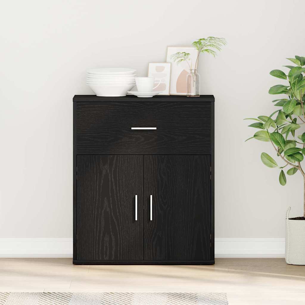 Sideboard with Drawer Black Oak 60 x 31 x 70 cm Engineered Wood