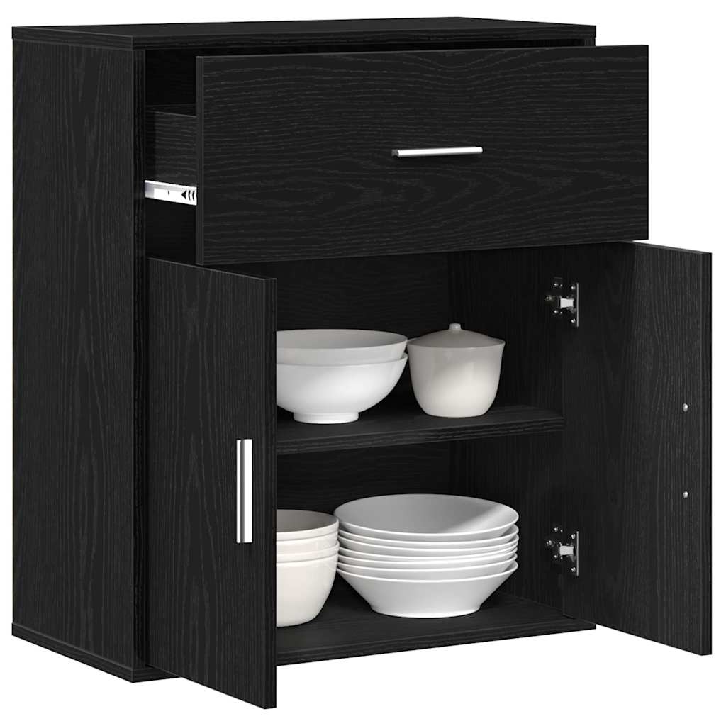 Sideboard with Drawer Black Oak 60 x 31 x 70 cm Engineered Wood