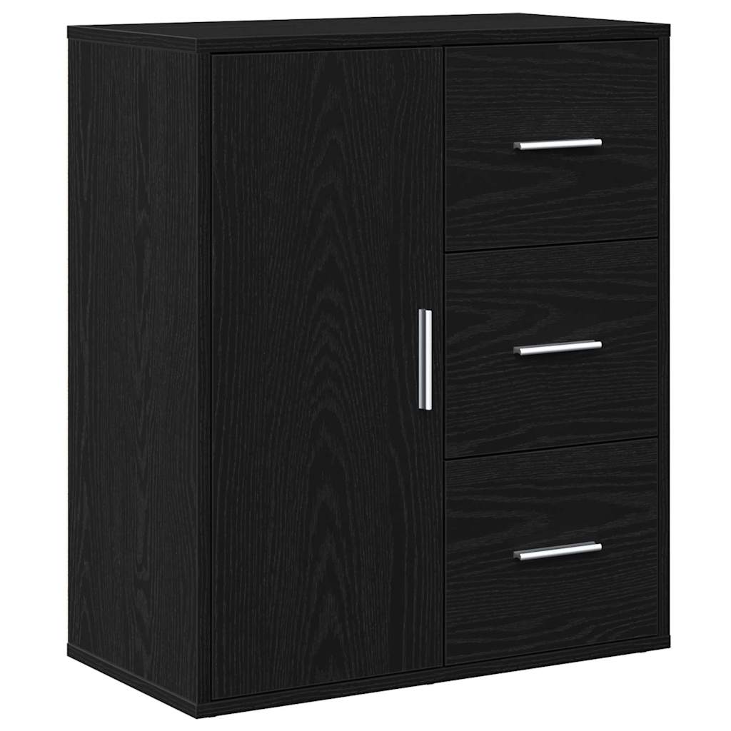 Sideboard with Drawer Black Oak 60 x 31 x 70 cm Engineered Wood