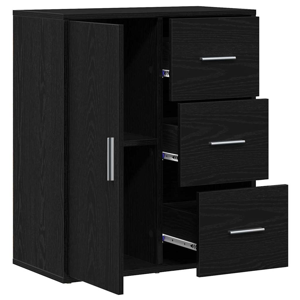 Sideboard with Drawer Black Oak 60 x 31 x 70 cm Engineered Wood