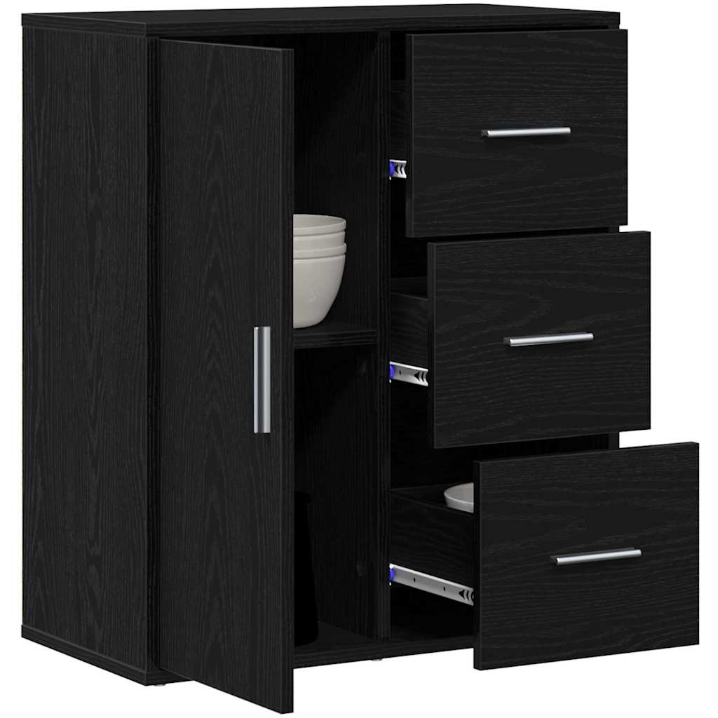 Sideboard with Drawer Black Oak 60 x 31 x 70 cm Engineered Wood