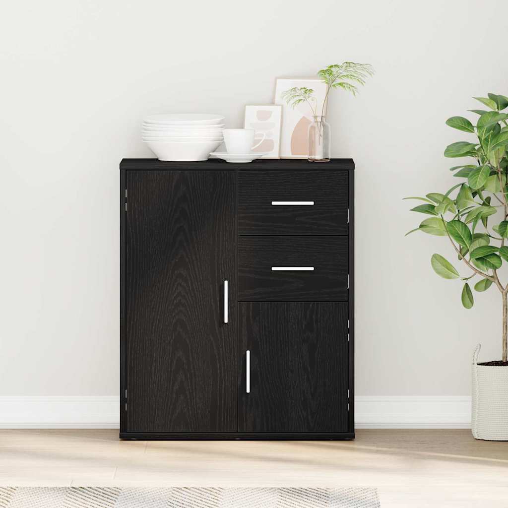 Sideboard with Drawer Black Oak 60 x 31 x 70 cm Engineered Wood