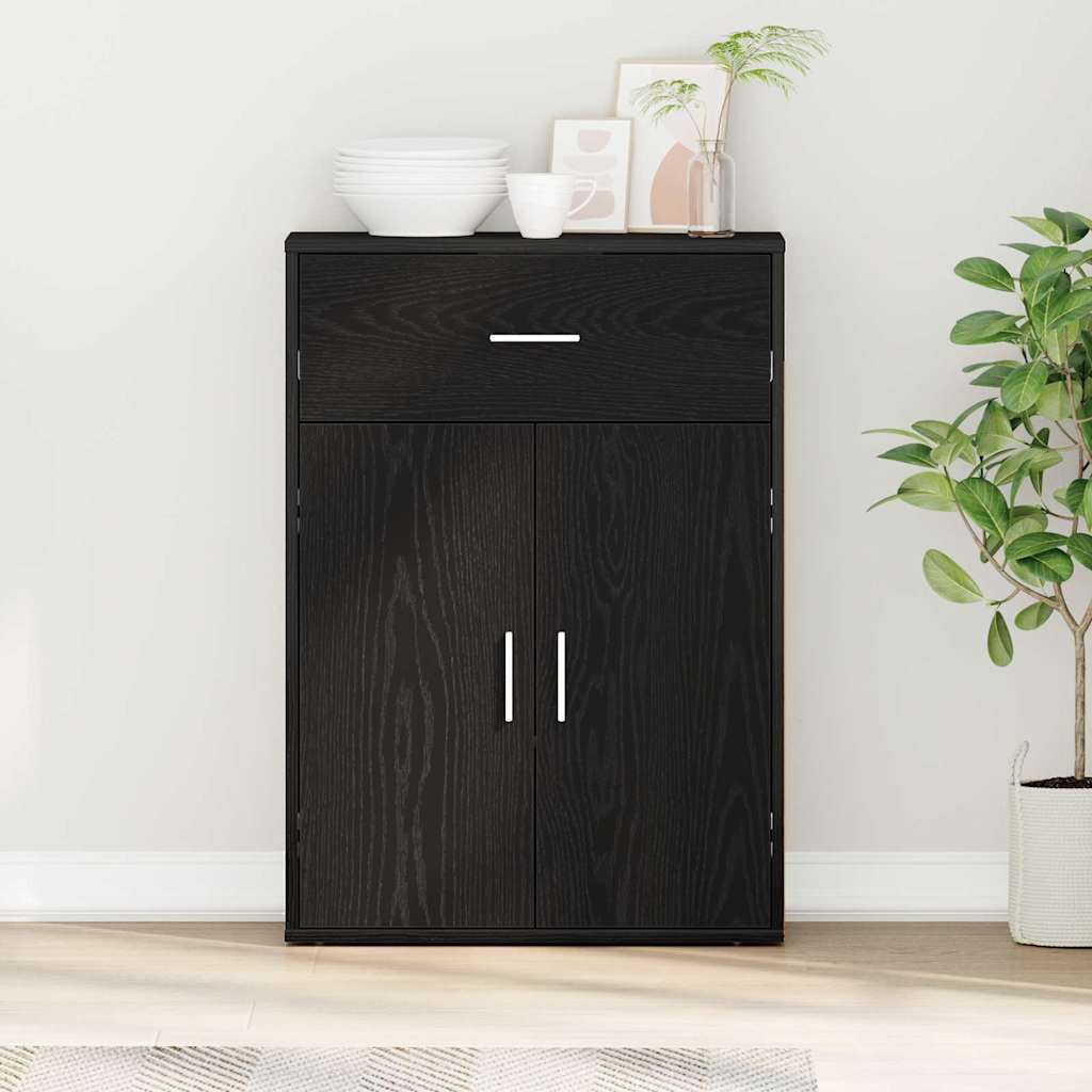 Sideboard with Drawer Black Oak 60 x 30 x 84 cm Engineered Wood