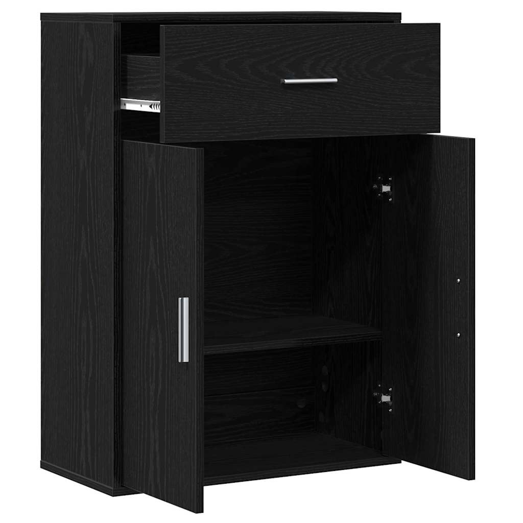 Sideboard with Drawer Black Oak 60 x 30 x 84 cm Engineered Wood