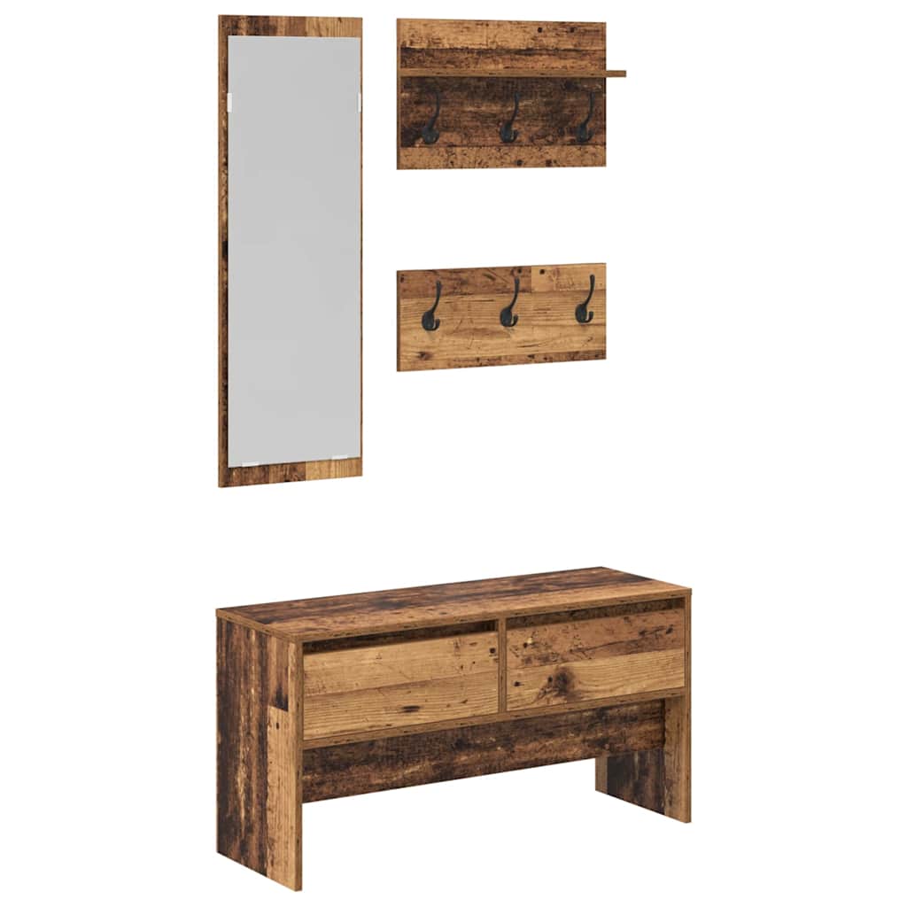 Hallway Furniture Set Old Wood 90 x 31 x 46.5 cm