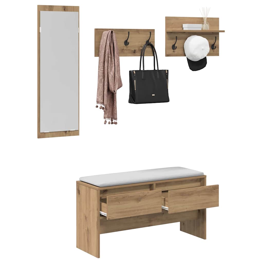 Hallway Furniture Set Artisian Oak 90 x 31 x 46.5 cm