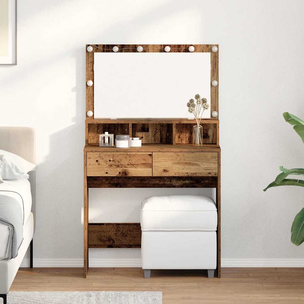 Dressing Table Old Wood 80 x 41 x 134.5 cm Engineered Wood