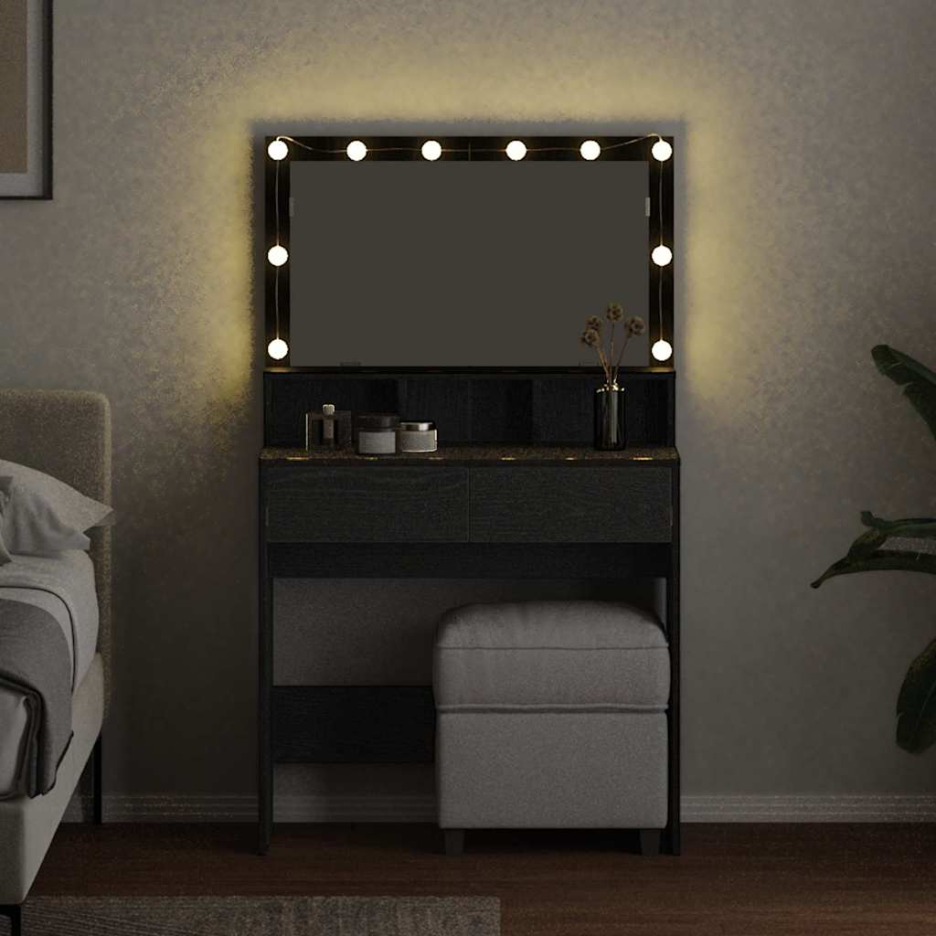 Dressing Table Black Oak 80 x 41 x 134.5 cm Engineered Wood