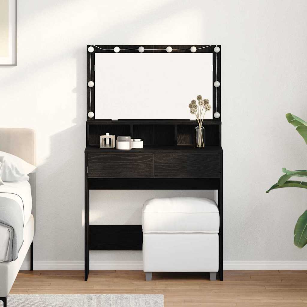 Dressing Table Black Oak 80 x 41 x 134.5 cm Engineered Wood
