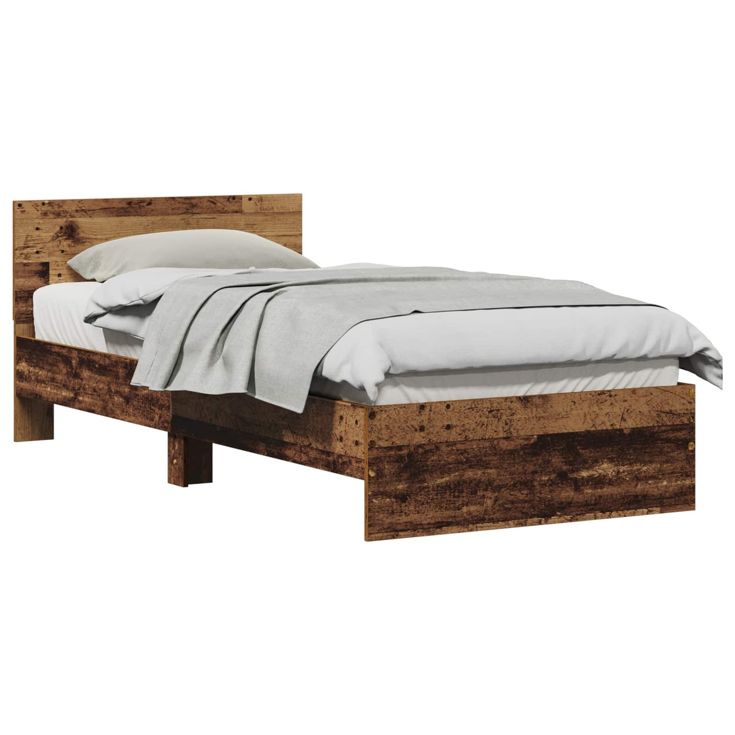 Bed Frame with Headboard Old Wood 90 x 200 cm Engineered Wood
