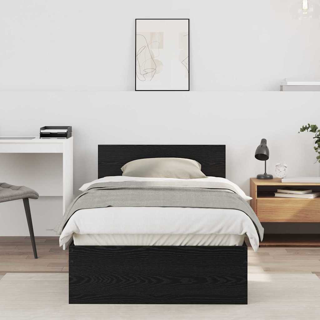 Bed Frame with Headboard Black Oak 90 x 200 cm Engineered Wood