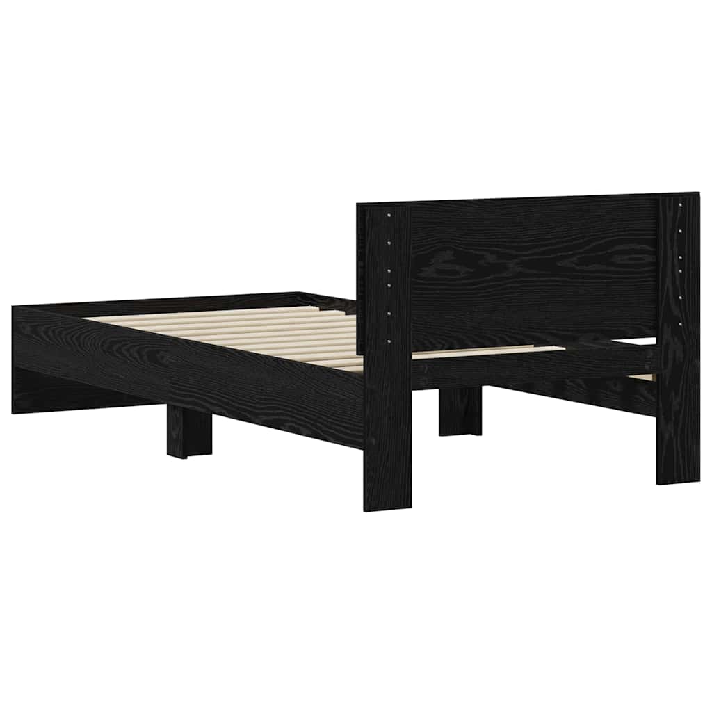Bed Frame with Headboard Black Oak 90 x 200 cm Engineered Wood