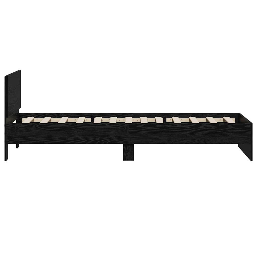 Bed Frame with Headboard Black Oak 90 x 200 cm Engineered Wood