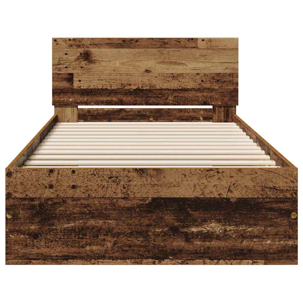 Bed Frame with Headboard Old Wood 90 x 190 cm Engineered Wood