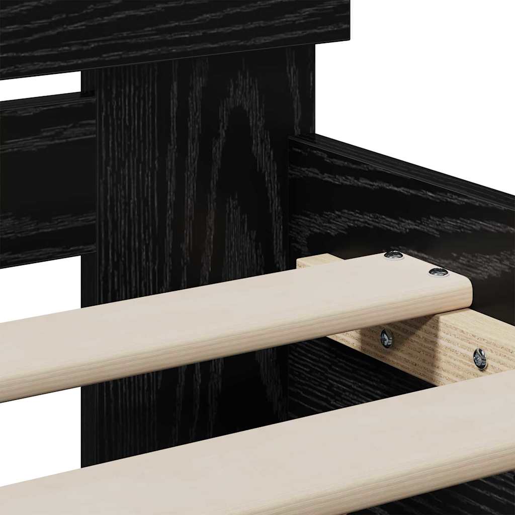Bed Frame with Headboard Black Oak 90 x 190 cm Engineered Wood