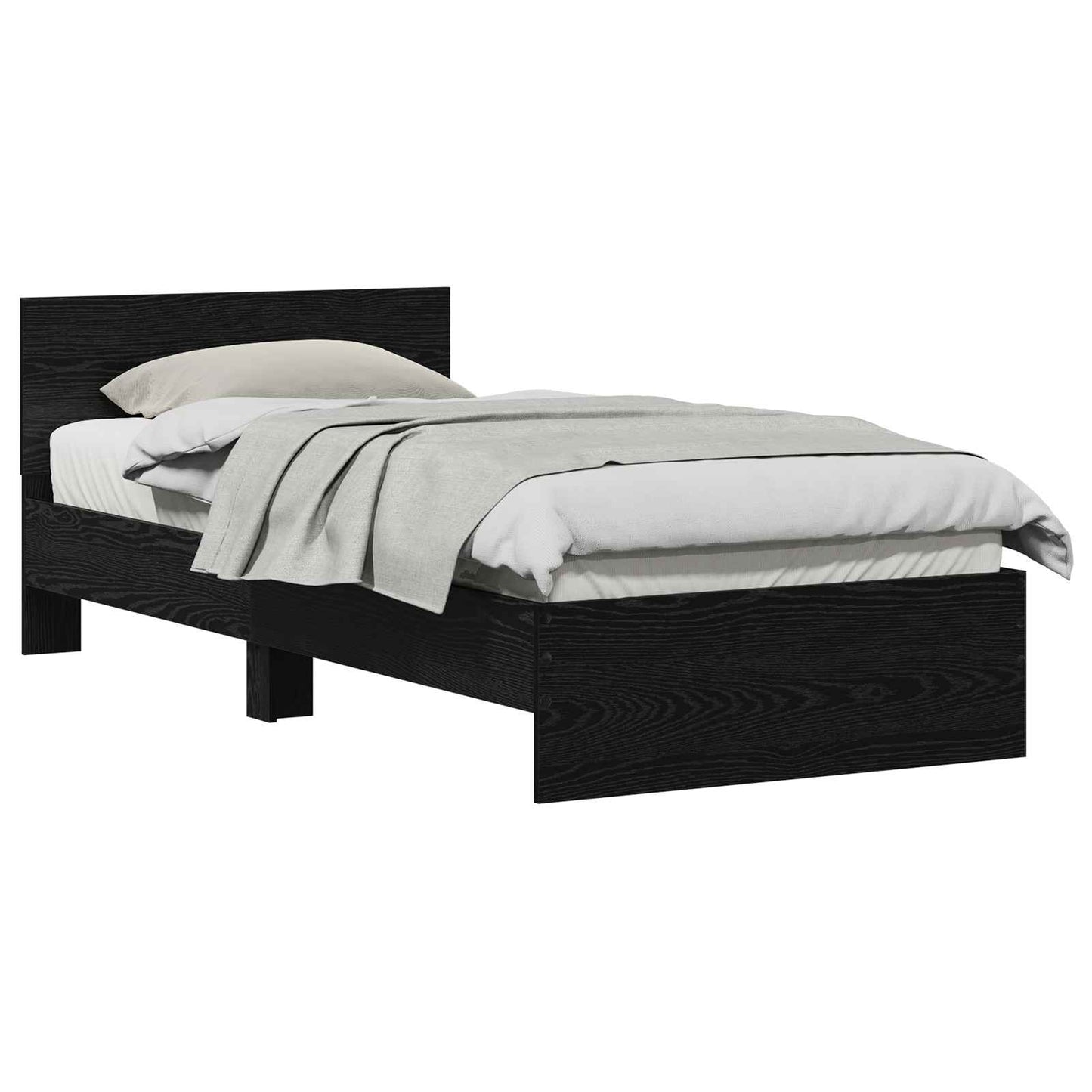 Bed Frame with Headboard Black Oak 90 x 190 cm Engineered Wood