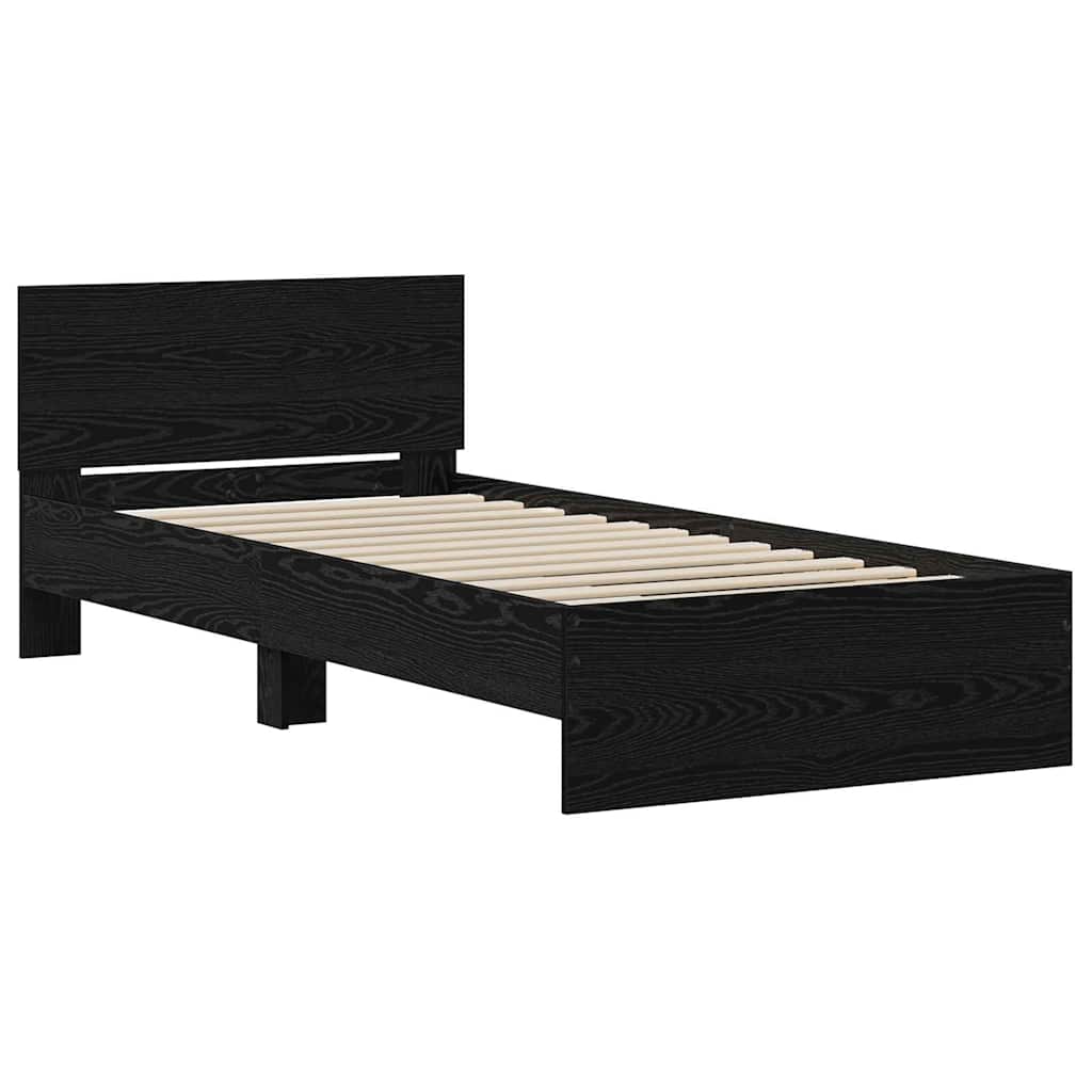 Bed Frame with Headboard Black Oak 90 x 190 cm Engineered Wood
