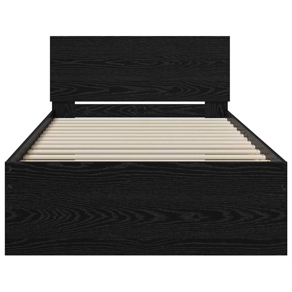 Bed Frame with Headboard Black Oak 90 x 190 cm Engineered Wood