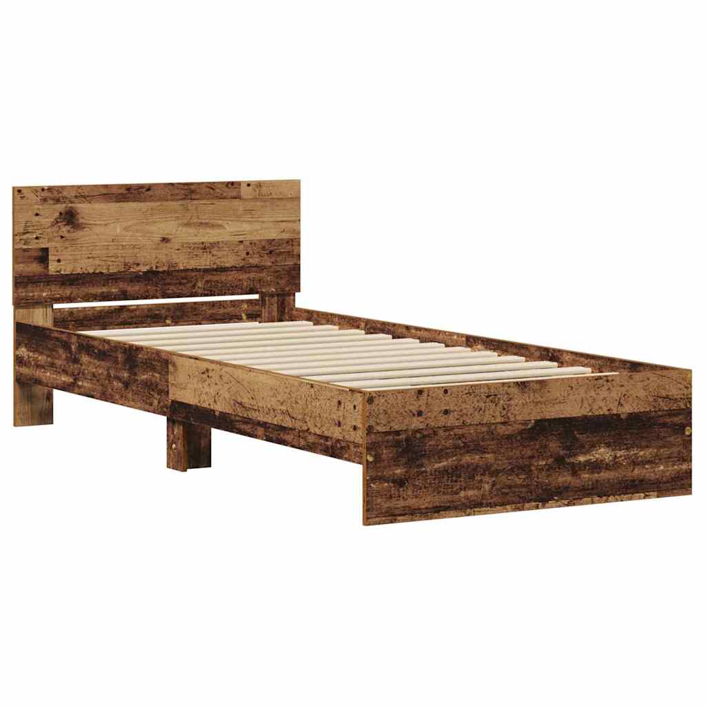 Bed Frame with Headboard Old Wood 75 x 190 cm Engineered Wood
