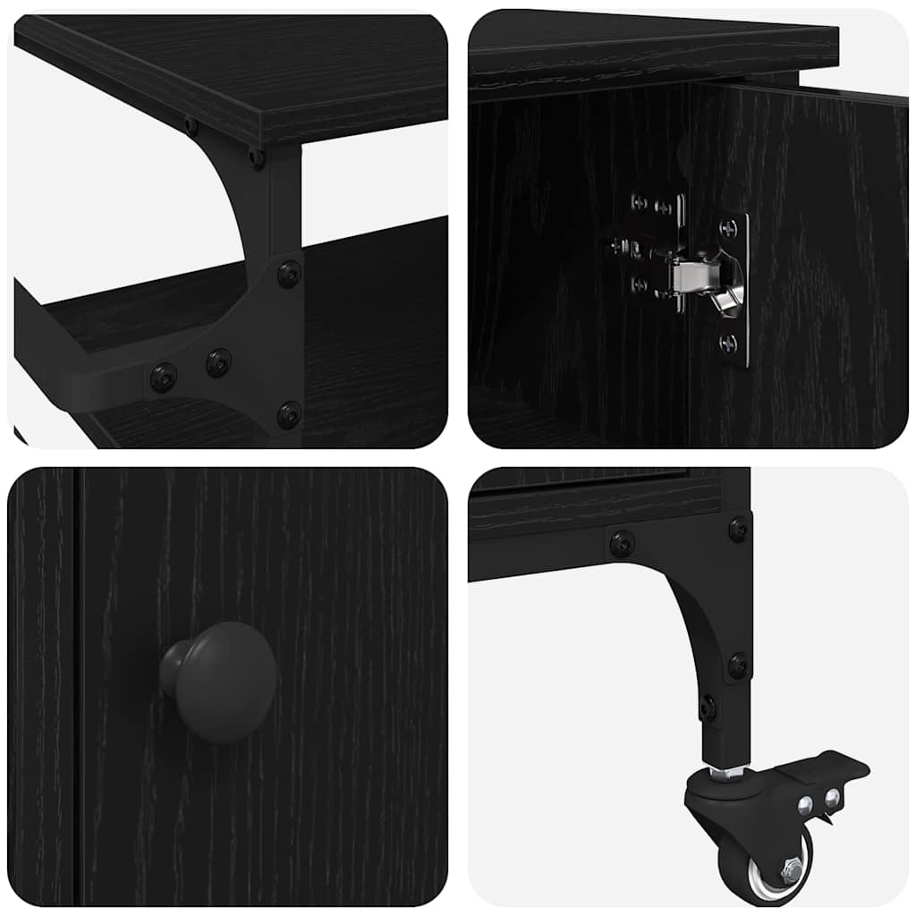 Kitchen Trolley Black Oak 87.5 x 39 x 84.5 cm Engineered Wood