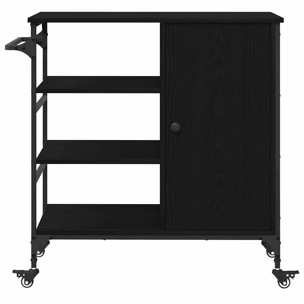 Kitchen Trolley Black Oak 87.5 x 39 x 84.5 cm Engineered Wood