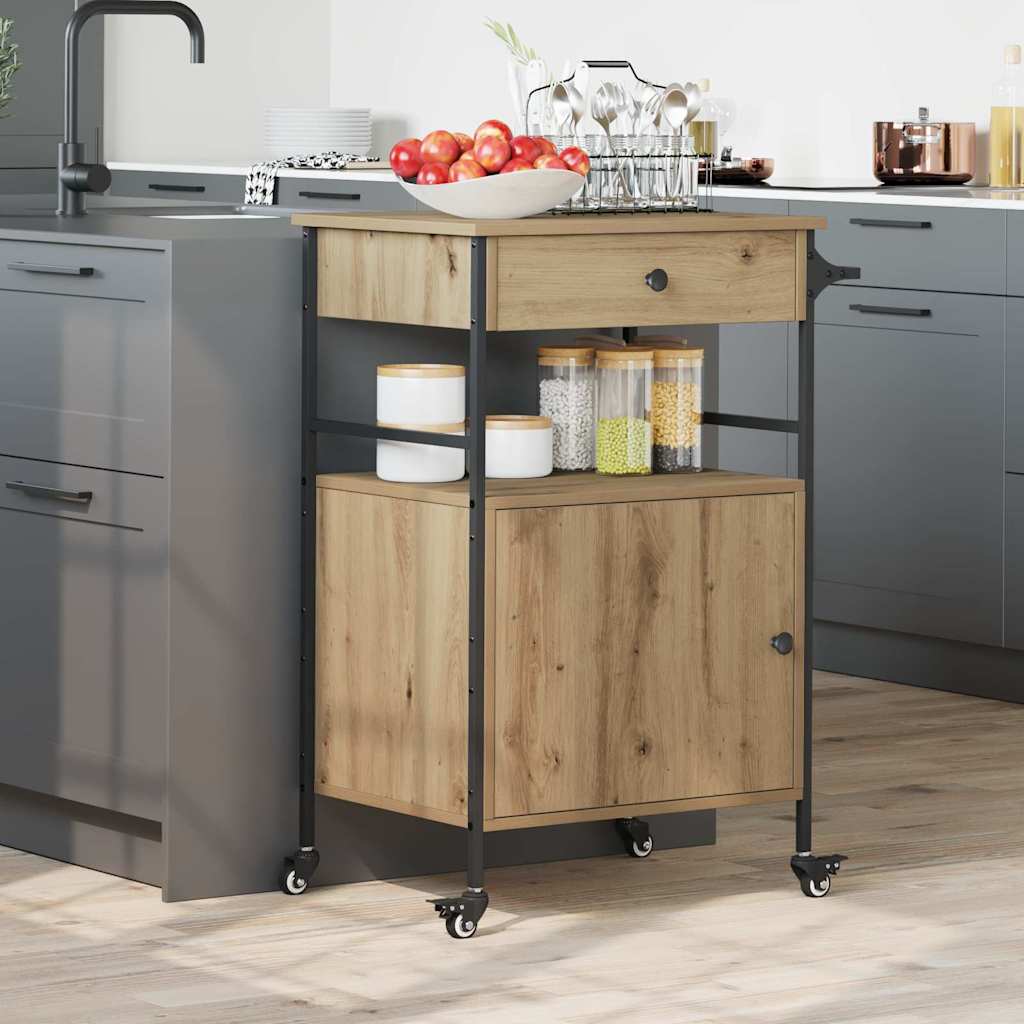 Kitchen Trolley Artisan Oak 56 x 43 x 89.5 cm Engineered Wood