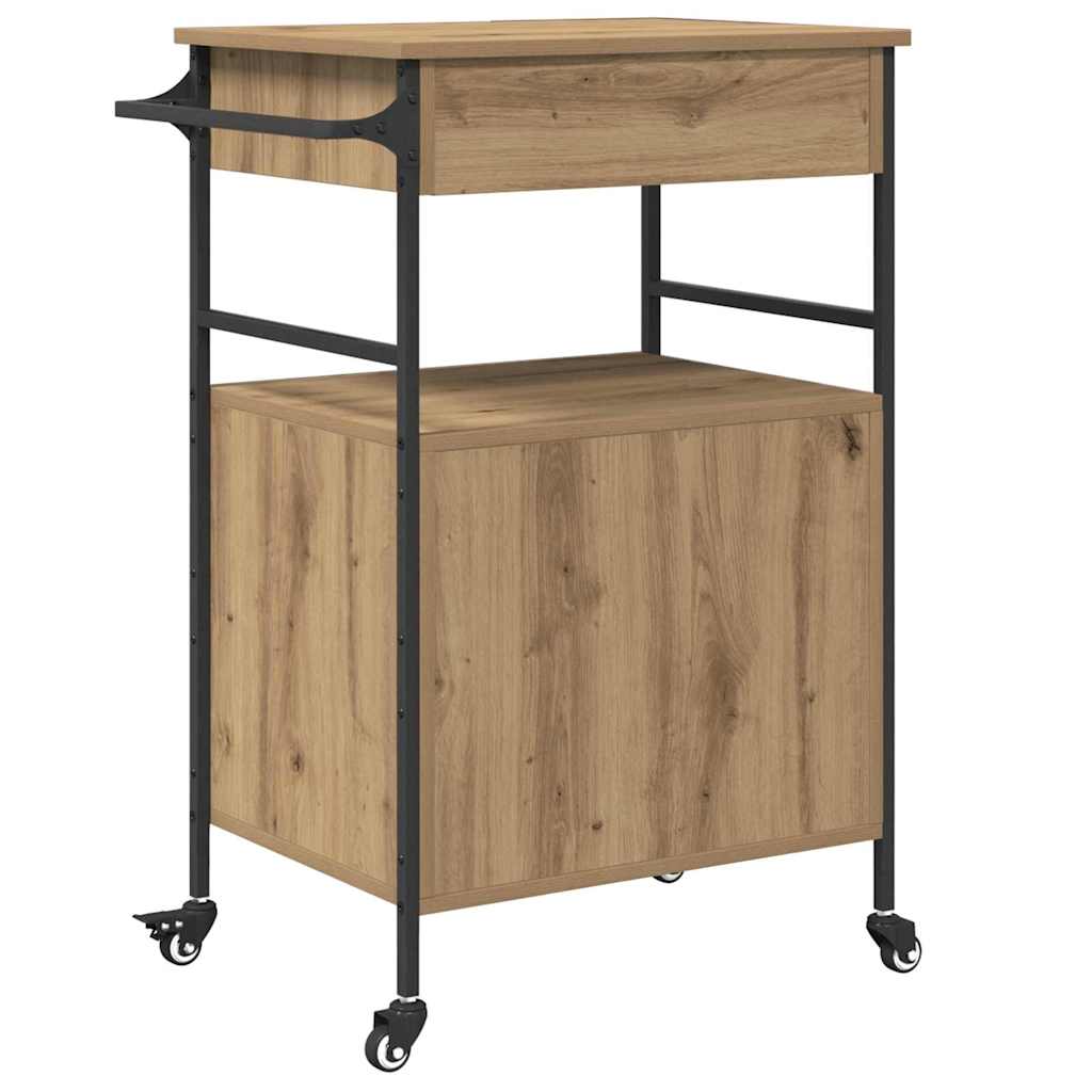 Kitchen Trolley Artisan Oak 56 x 43 x 89.5 cm Engineered Wood
