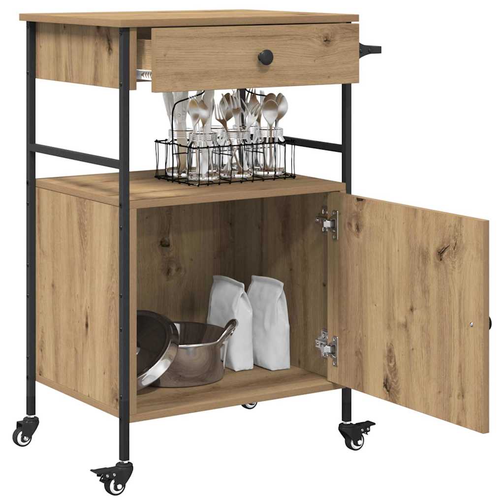 Kitchen Trolley Artisan Oak 56 x 43 x 89.5 cm Engineered Wood
