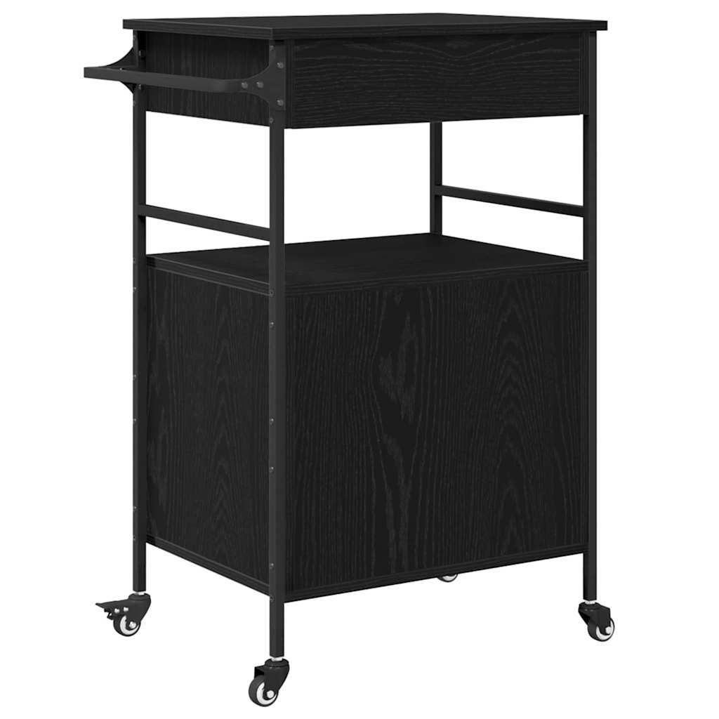 Kitchen Trolley Black Oak 56 x 43 x 89.5 cm Engineered Wood